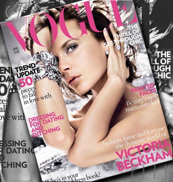 Victoria Beckham, Vogue, april 2008. (foto: Vogue.com, CoverArchive)