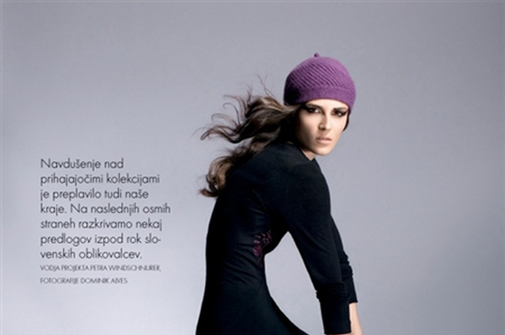 Obleka Noon, hlačne nogavice Max Mara, salonarji Boss Women, kapa, last stilista. (foto: Fotografija Dominik Alves)