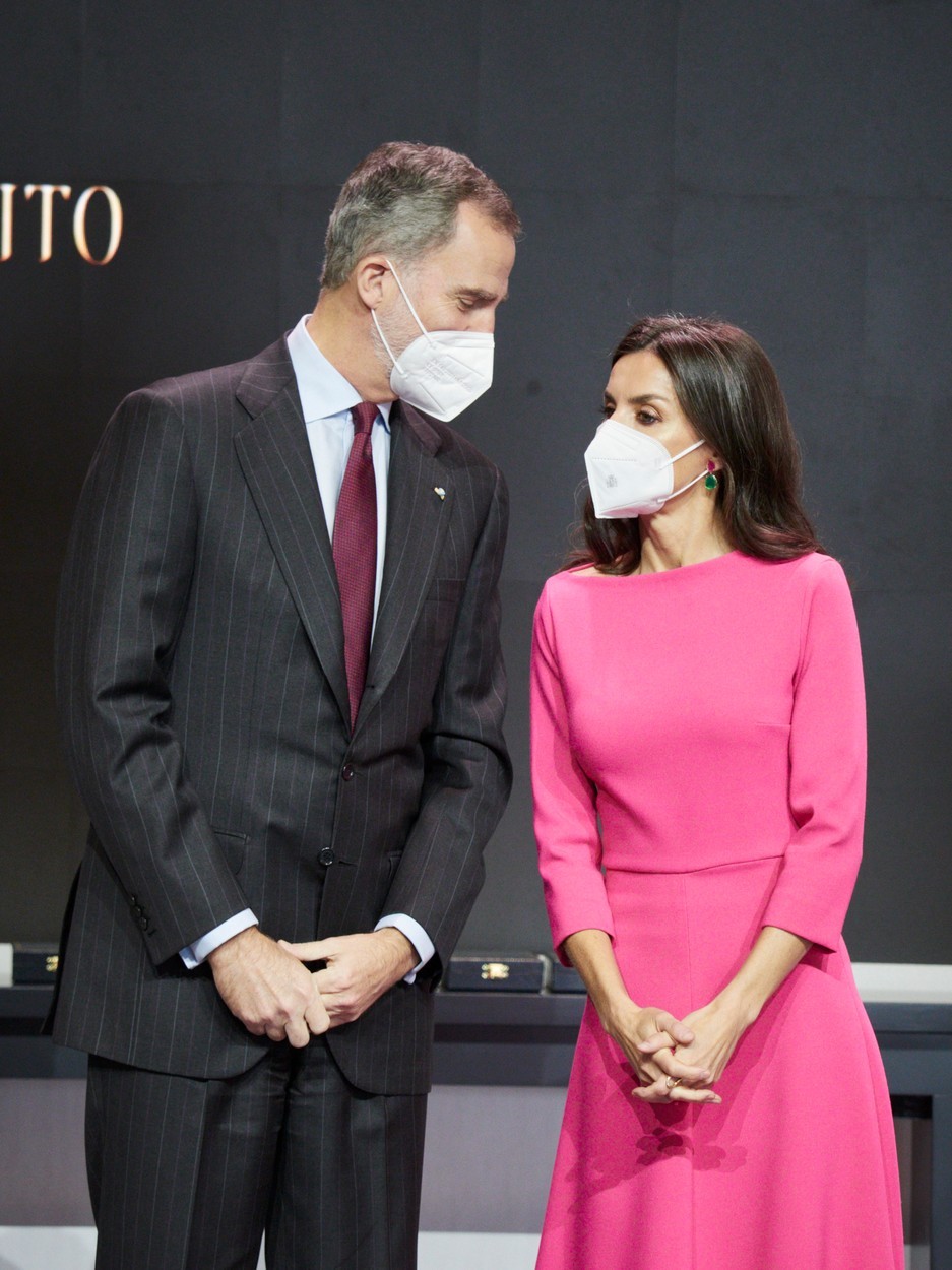 Španska kraljica Letizia je s kraljem Felipejem odpotovala v Navarro na podelitev zlatih medalj za zasluge na področju likovne umetnosti, …