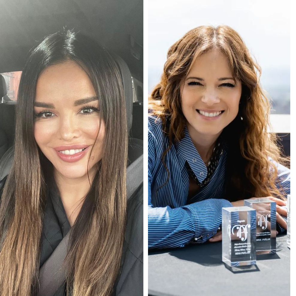 Severina in Nina Pušlar v isti večerni črni obleki, ki bi morala krasiti omaro vsake ženske! (vsaka jo je kombinirala po svoje) (foto: Elle uredništvo)