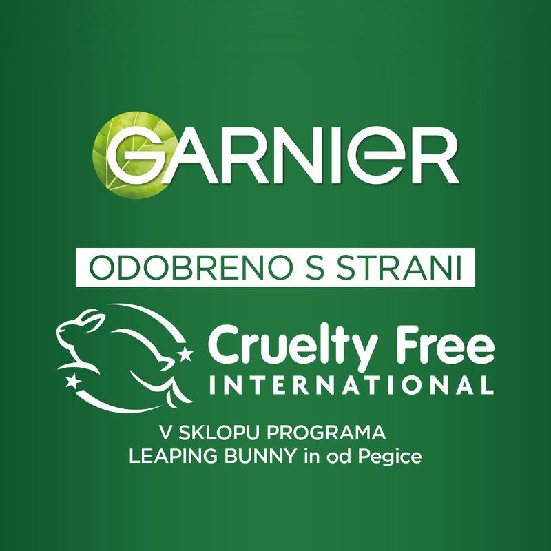 Vsi izdelki Garnier imajo povsod po svetu uradno potrditev programa Leaping Bunny v okviru Cruelty Free International organizacije (foto: promocijska fotografija)