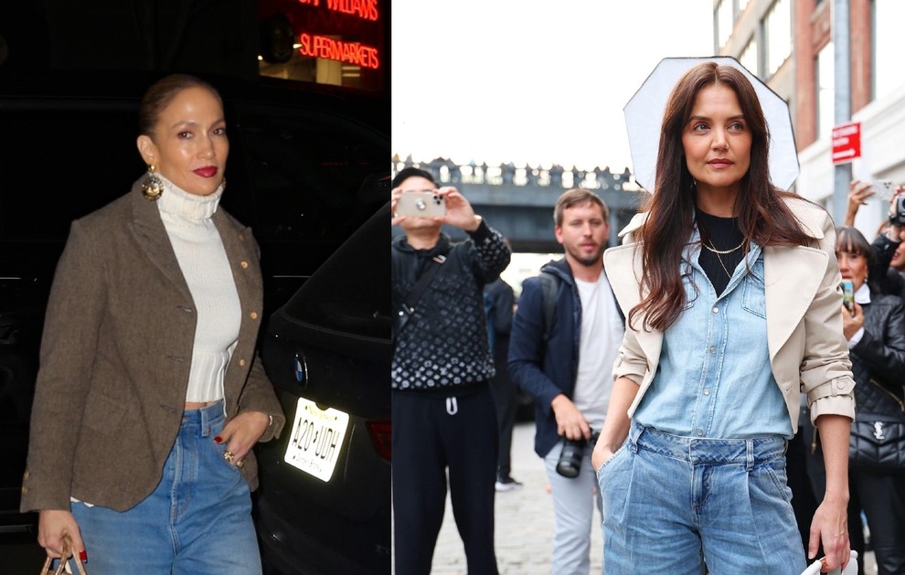 Jennifer Lopez ali Katie Holmes: Katera bolje nosi priljubljen modni kroj širokih hlače?