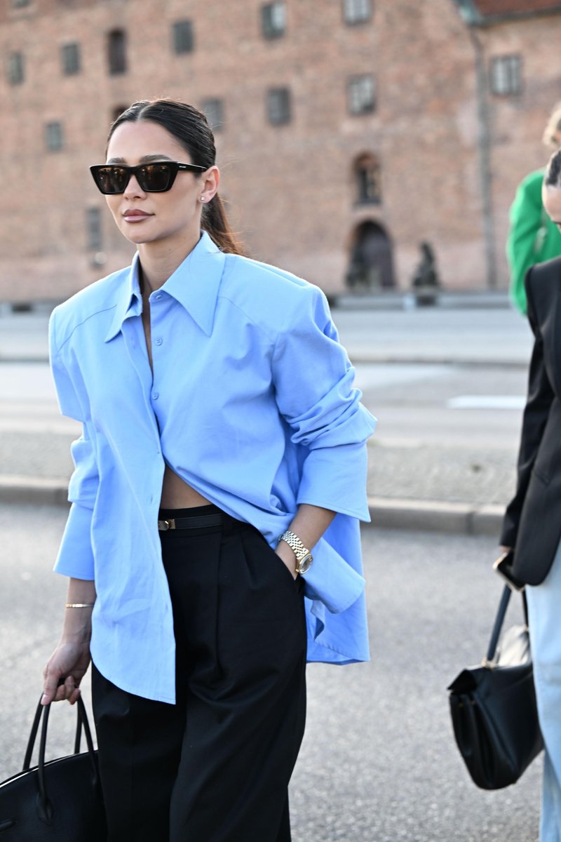 modra srajca, street style