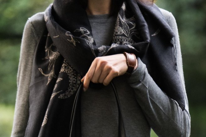 CHANDRA KEYSER bag with NEGRITUDE jewelry & SUSHILA BAEHR scarf