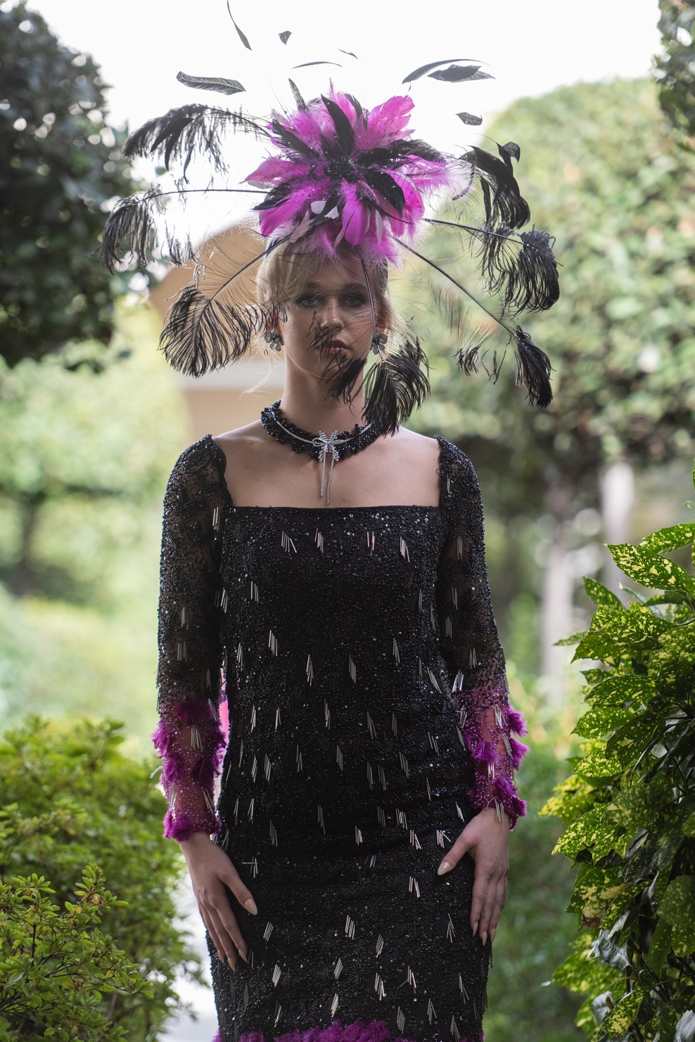 HATITUDE COUTURE BY GWENDOLYN GLEASON headpiece with DESIGNZ BY MINAAZ