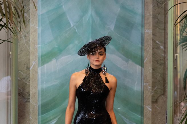 CRAIG COATES COUTURE with JULZZALLURE headpiece