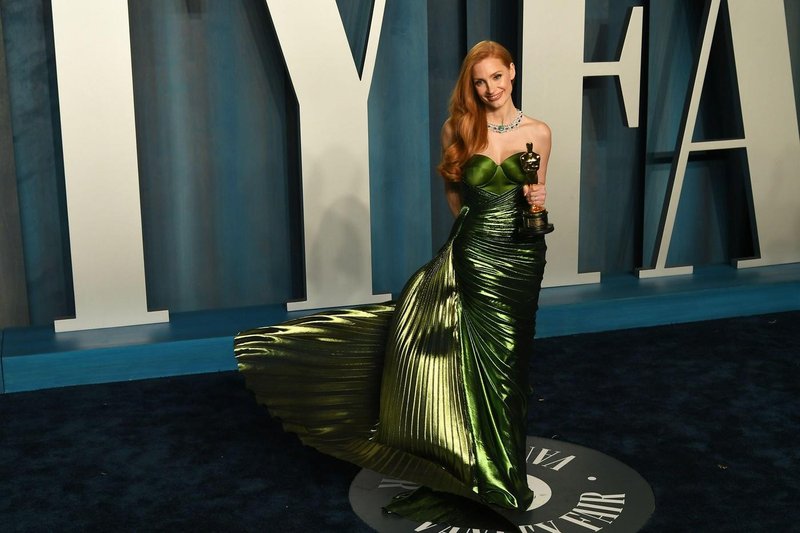 Jessica Chastain obleka Gucci oskarji 2022