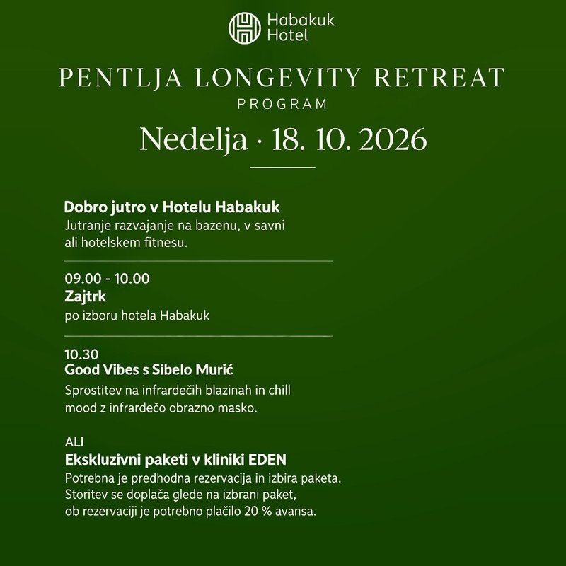 Živeti dlje, živeti bolje: Vabljeni na Pentlja Longevity Retreat