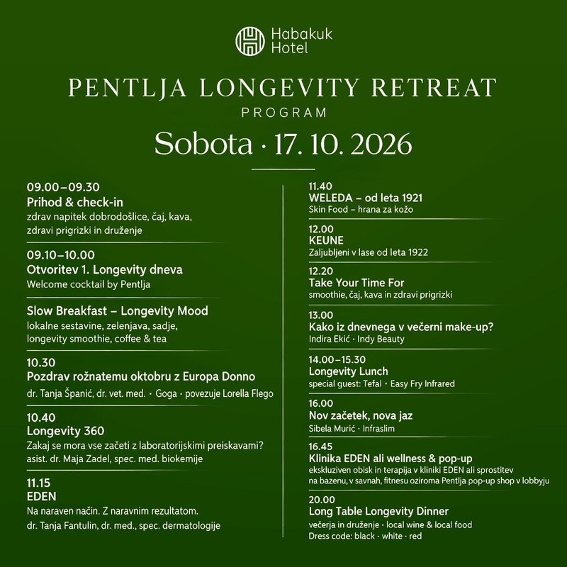 Živeti dlje, živeti bolje: Vabljeni na Pentlja Longevity Retreat